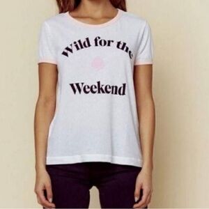 Wildfox White Tee with Pink Trim